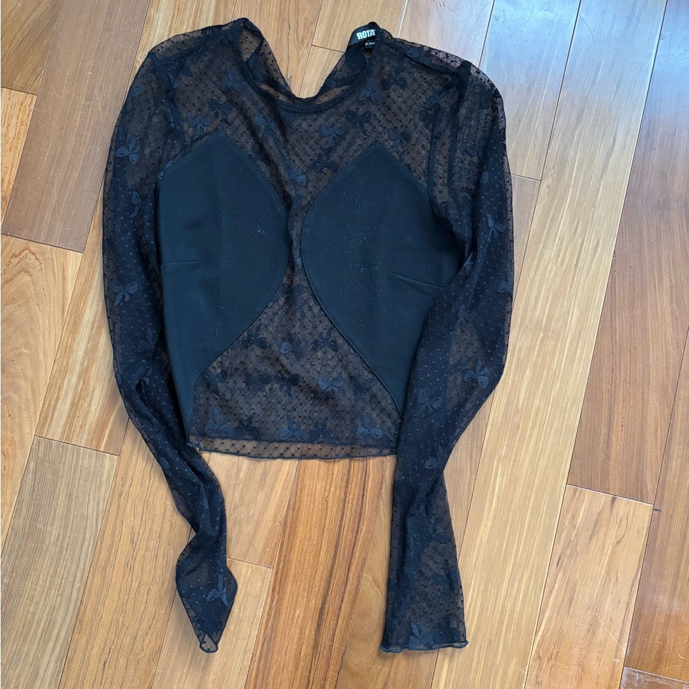 Rotate Sheer Black Top